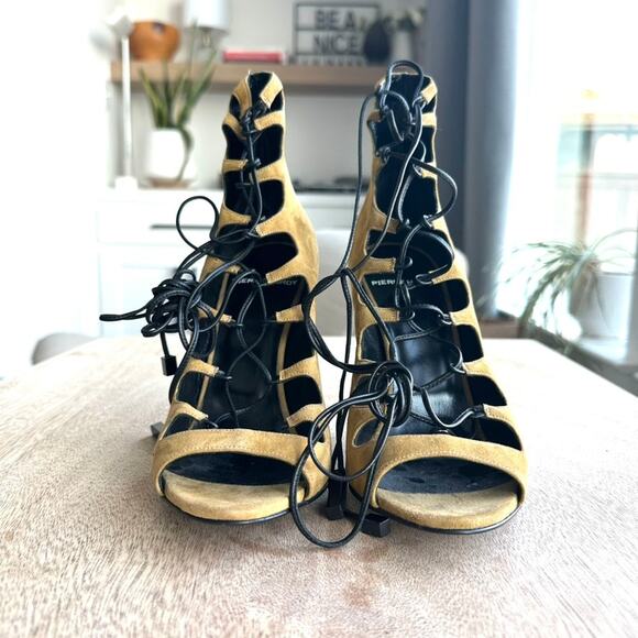 Pierre Hardy Lace-Up Suede Heels, Size 37, Unworn, Handmade in Italy - Picture 8 of 9